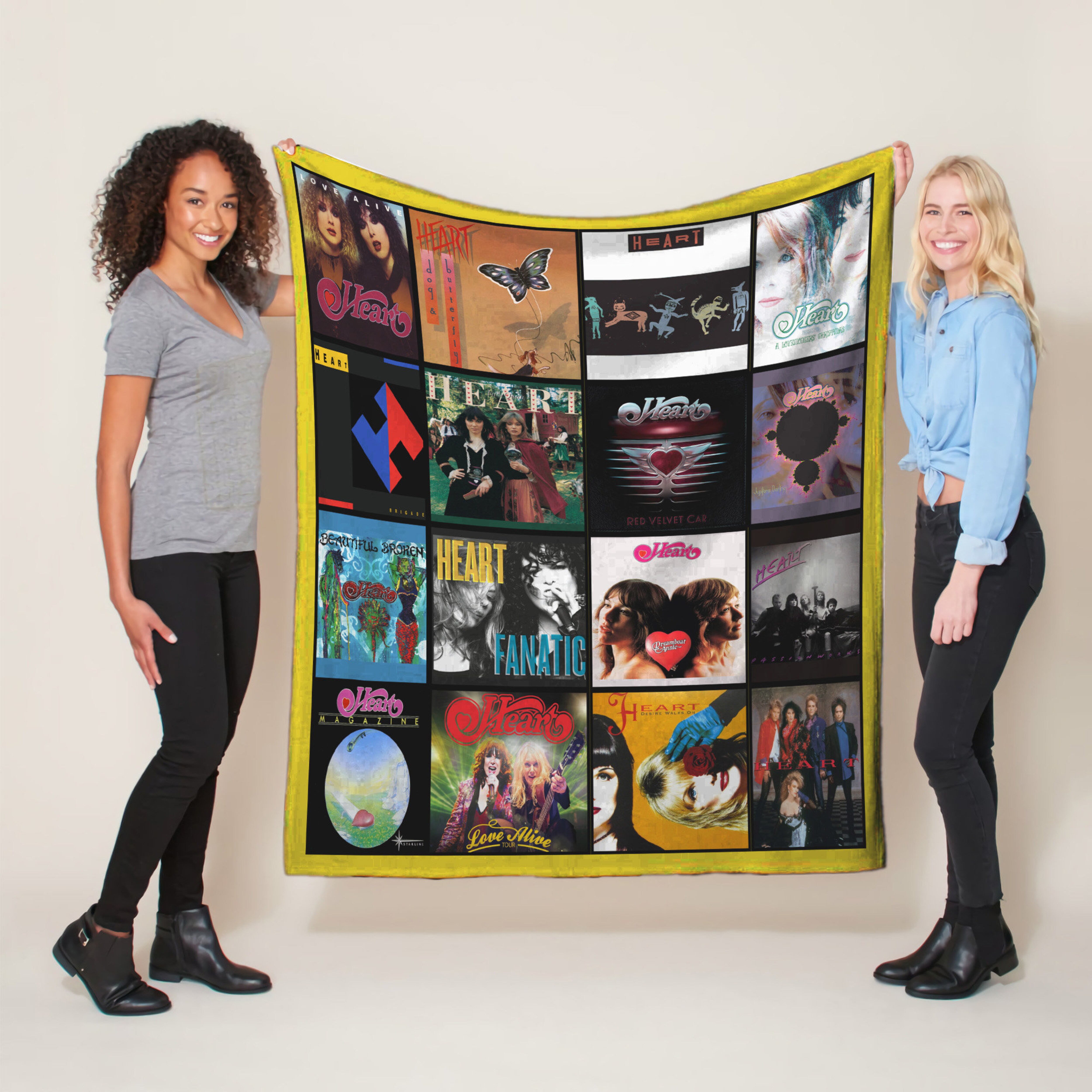 Heart Rock Band Albums Quilt Blanket, Rock Music Lovers Gift