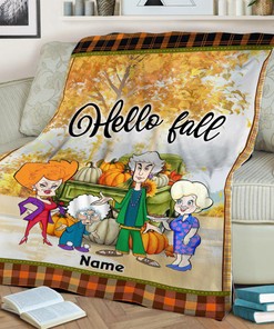 Hello Fall Golden Girls Blanket - Custom Name Stay Golden Throw - Halloween Decor