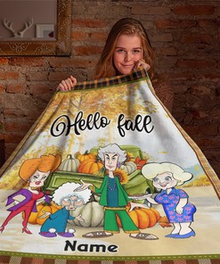 Hello Fall Golden Girls Blanket - Custom Name Stay Golden Throw - Halloween Decor