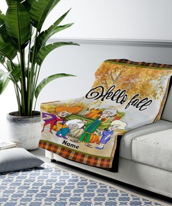 Hello Fall Golden Girls Blanket - Custom Name Stay Golden Throw - Halloween Decor