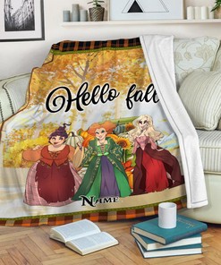Hello Fall Hocus Pocus Blanket - Custom Name Fleece Blanket - Sanderson Sisters Halloween