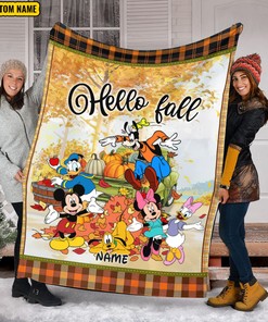 Hello Fall Mickey And Friends Blanket - Disney Autumn Blanket - Magic Kingdom Pumpkin Truck