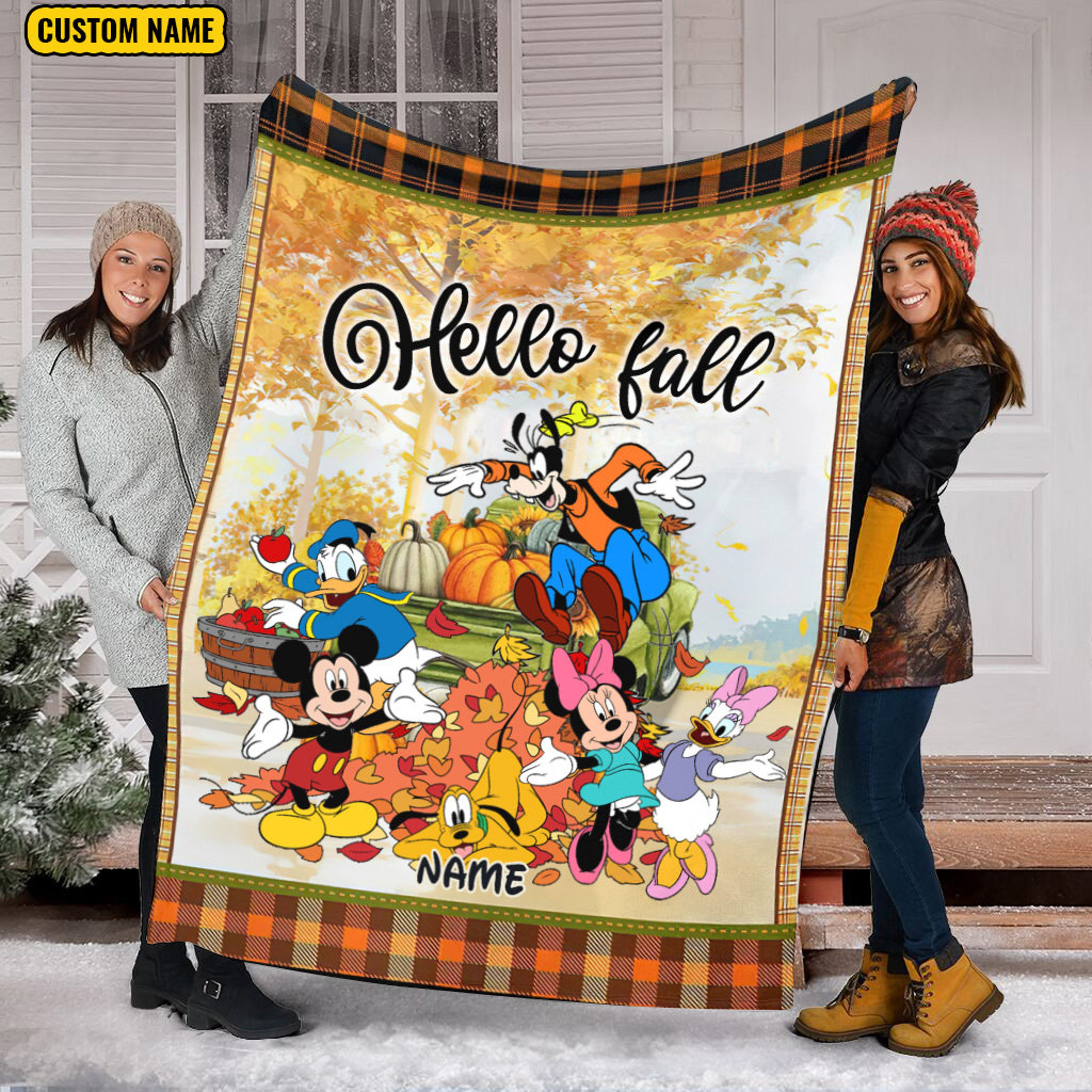Hello Fall Mickey And Friends Blanket - Disney Autumn Blanket - Magic Kingdom Pumpkin Truck