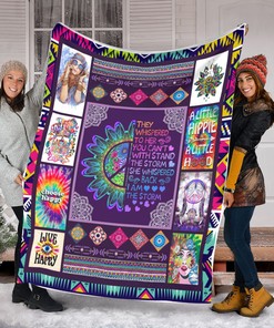 Hippie Girl Custom Quilt Blanket - Unique Birthday or Anniversary Gift