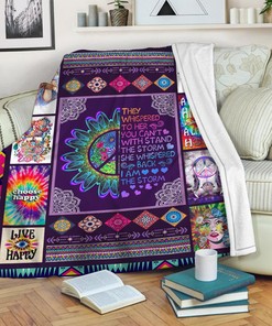 Hippie Girl Custom Quilt Blanket - Unique Birthday or Anniversary Gift