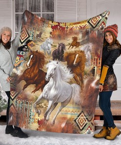 Horse Lover Quilt Blanket, Native American Design