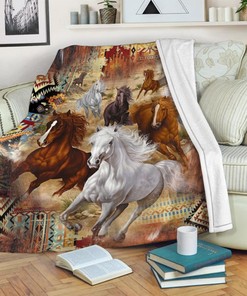 Horse Lover Quilt Blanket, Native American Design