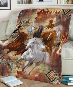 Horse Lover Quilt Blanket, Native American Design