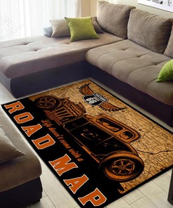 Hot Rod Garage Road Map Rug for Home Decoration