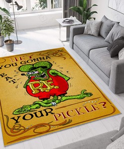 Hot Rod Garage You Gonna Eat Your Pickle Rug for Home Decoration
