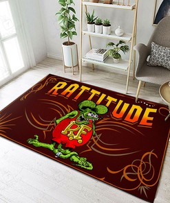 Hot Rod Rattitude Rat Fink Area Rug Hot Rod Rug for Garage