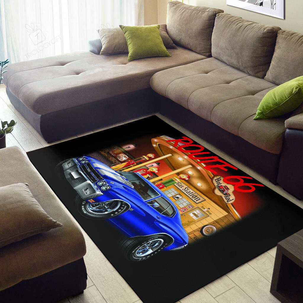 Hot Rod Route 66 Area Rug for Home Decoration
