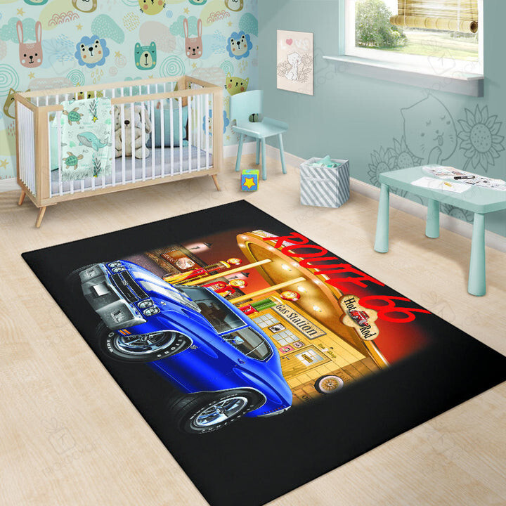 Hot Rod Route 66 Area Rug for Home Decoration