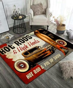 Hot Rods And High Heels Pin Up Show Area Rug for Stylish Home Decor