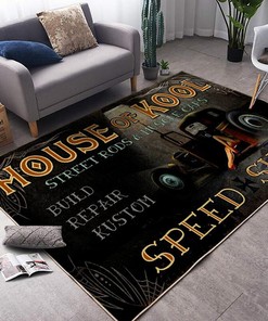 House Of Kool Hot Rod Speed Shop Rug for Home Decor