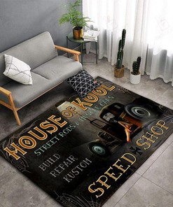 House Of Kool Hot Rod Speed Shop Rug for Home Decor