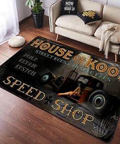 House Of Kool Hot Rod Speed Shop Rug for Home Decor