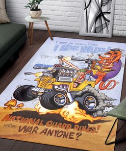I Must Be Crazy Cause I like Willys Rat Fink Rug Hot Rod Rug for Garage