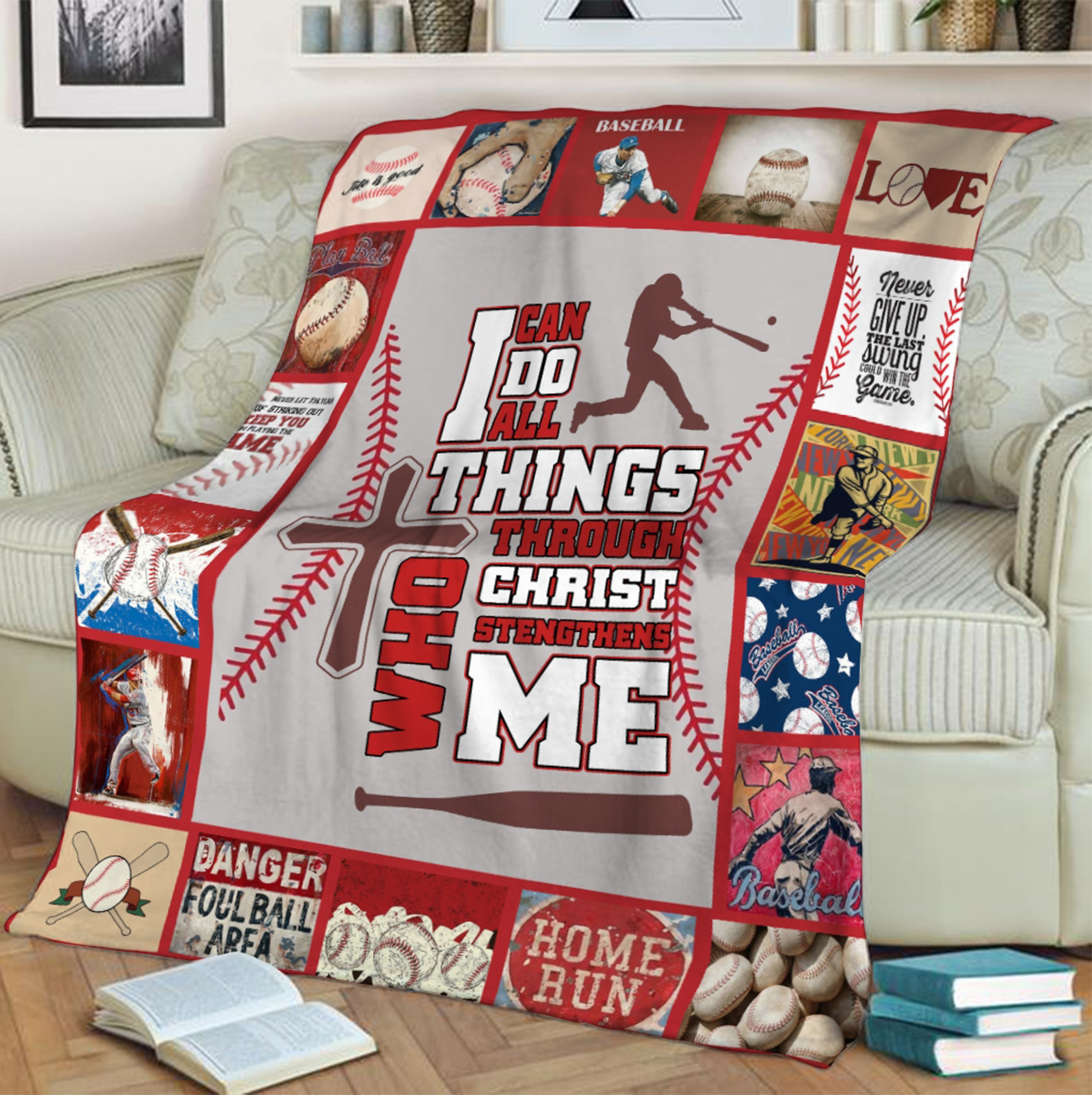 Inspirational Bible Verse Quilt Blanket, Faith Stengthens Me