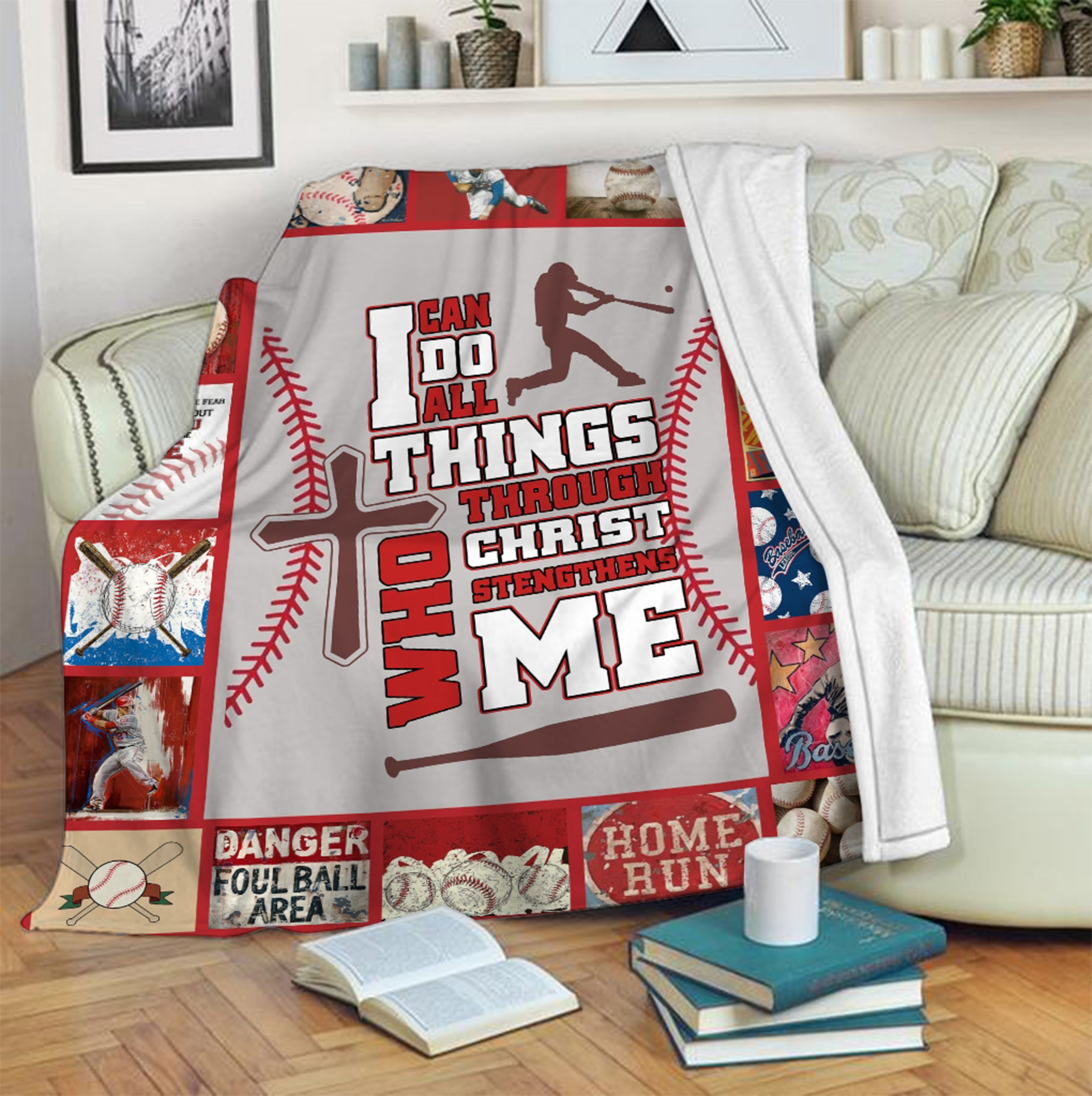 Inspirational Bible Verse Quilt Blanket, Faith Stengthens Me