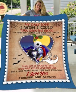 Jack And Sally My Only Love I Wish I Could Turn Back The Clock Fleece Sherpa Blanket, The Nightmare Before Christmas Blanket