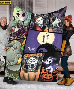 Jack Skellington Blanket, 3D Jack Skellington Halloween Pumpkin Custom Quilt - Personalize Name Blanket