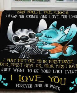 Jack Skellington Blanket, Jack and Sally Stitch Love Fleece Blanket - Halloween Valentine Gift