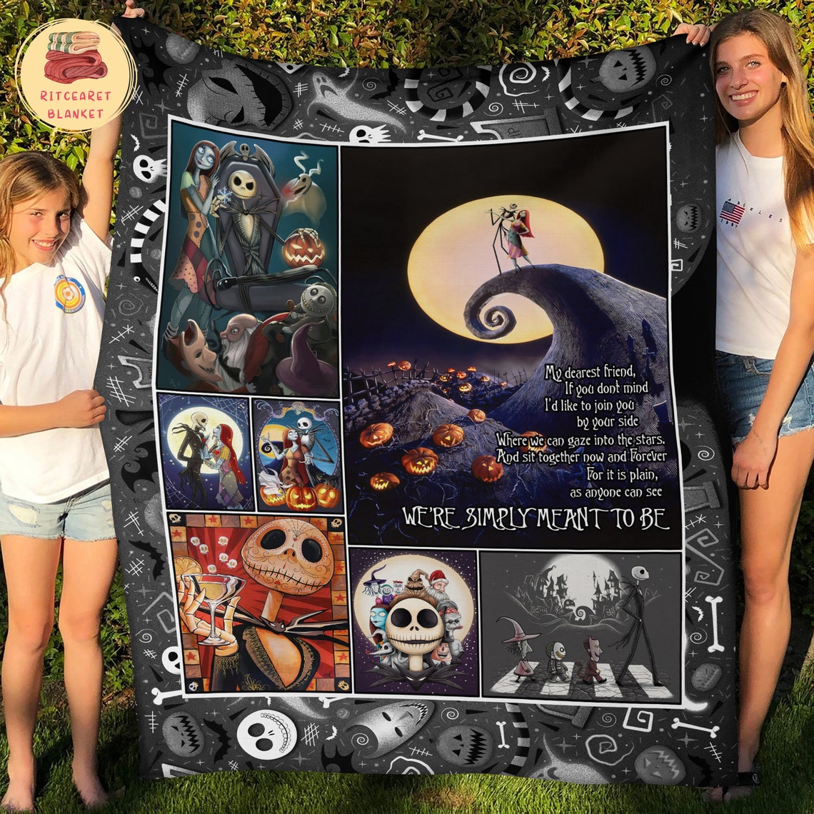 Jack Skellington Blanket, Lilo And Stitch Movie Parody Halloween Gift - Skellington Blanket