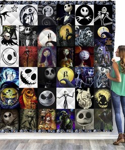Jack Skellington Blanket, Nightmare Before Christmas 3D Printed Quilt Blanket, Halloween Bedroom Decor