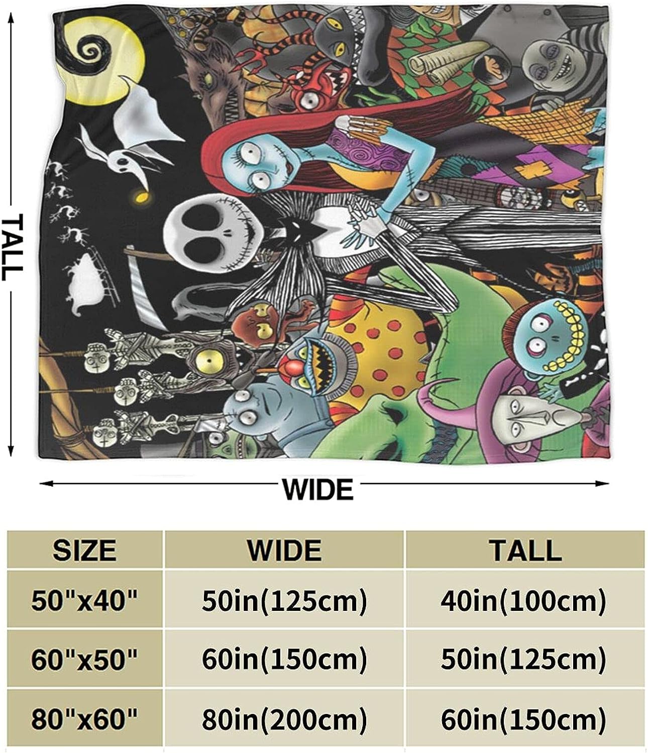 Jack Skellington Blanket, Nightmare Before Christmas Blanket, Soft Jack Skellington & Sally Blanket