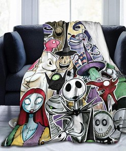 Jack Skellington Blanket, Nightmare Before Christmas Blanket, Soft Jack Skellington & Sally for Couch Bed Living Room Sofa