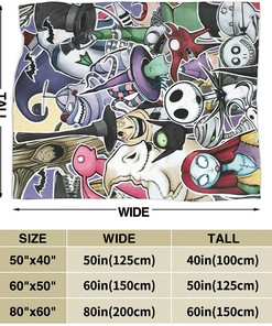 Jack Skellington Blanket, Nightmare Before Christmas Blanket, Soft Jack Skellington & Sally for Couch Bed Living Room Sofa