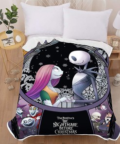 Jack Skellington Blanket, Nightmare Before Christmas Blanket for Couple, Skull Bedding for Bed Couch