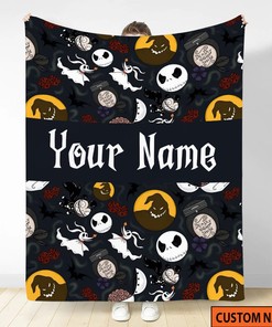 Jack Skellington Blanket, Personalized Name Blanket True Love Never Die - Jack And Sally Fleece Blanket
