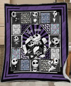 Jack Skellington Blanket, Personalized Name Jack Skellington Halloween Blanket - Oogie Boogie Gift