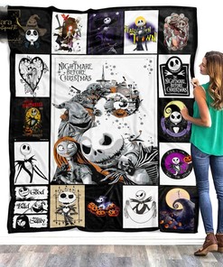 Jack Skellington Blanket, Personalized The Nightmare Before Christmas Blanket - Jack and Sally Gift