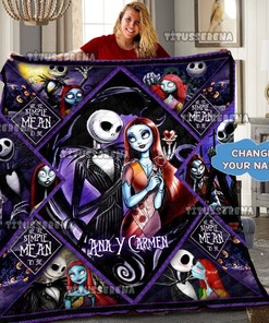 Jack Skellington Blanket, The Nightmare Before Christmas Blanket, Jack Skellington And Sally Love Quilt