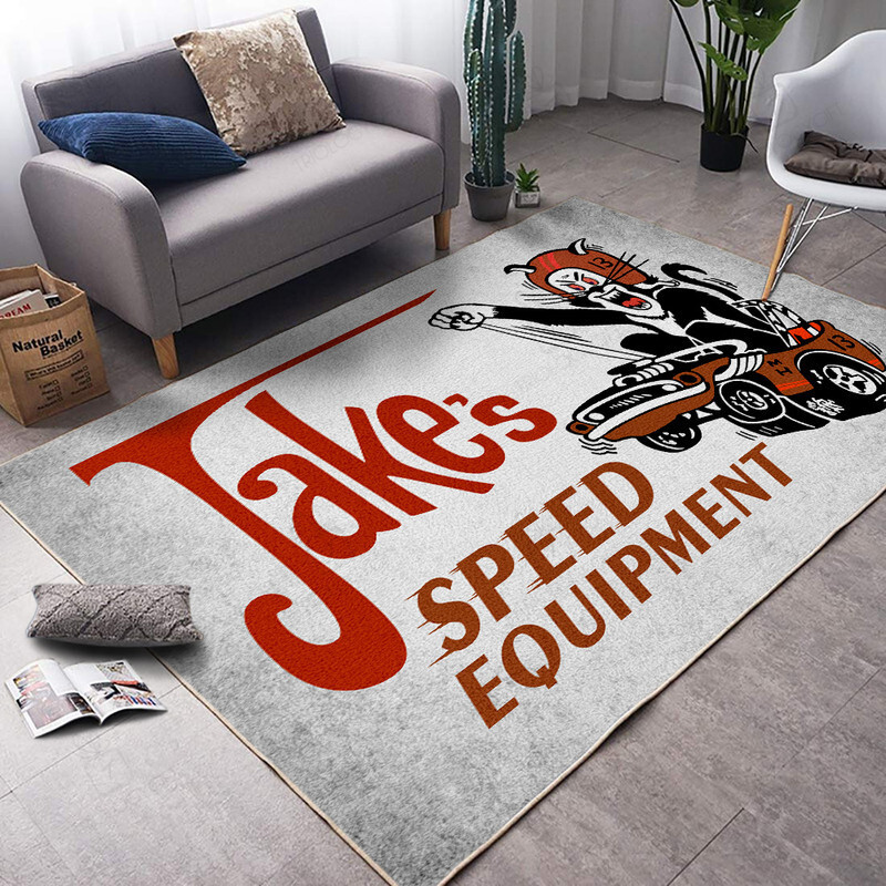 Jakes Speed Shop Hot Rod Rug for Home Decoration