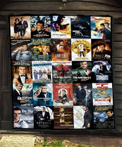 James Bond Quilt Blanket - Personalized Bedroom Decor for James Bond Fans