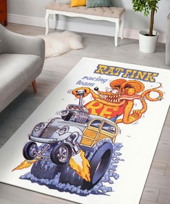 Join the Rat Fink Racing Team with this Hot Rod Rug - Perfect for Motorsport Fans