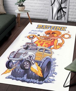 Join the Rat Fink Racing Team with this Hot Rod Rug - Perfect for Motorsport Fans