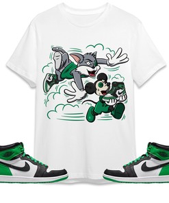 Jordan 1 Celtic Lucky Green Unisex Shirt Cat And Mouse Chasing, Shirt To Match Sneaker