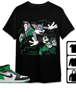 Jordan 1 Celtic Lucky Green Unisex Shirt Cat And Mouse Chasing, Shirt To Match Sneaker