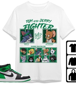 Jordan 1 Celtic Lucky Green Unisex Shirt Cat And Mouse Fighter, Shirt To Match Sneaker