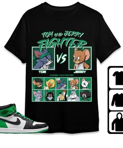 Jordan 1 Celtic Lucky Green Unisex Shirt Cat And Mouse Fighter, Shirt To Match Sneaker