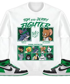 Jordan 1 Celtic Lucky Green Unisex Shirt Cat And Mouse Fighter, Shirt To Match Sneaker