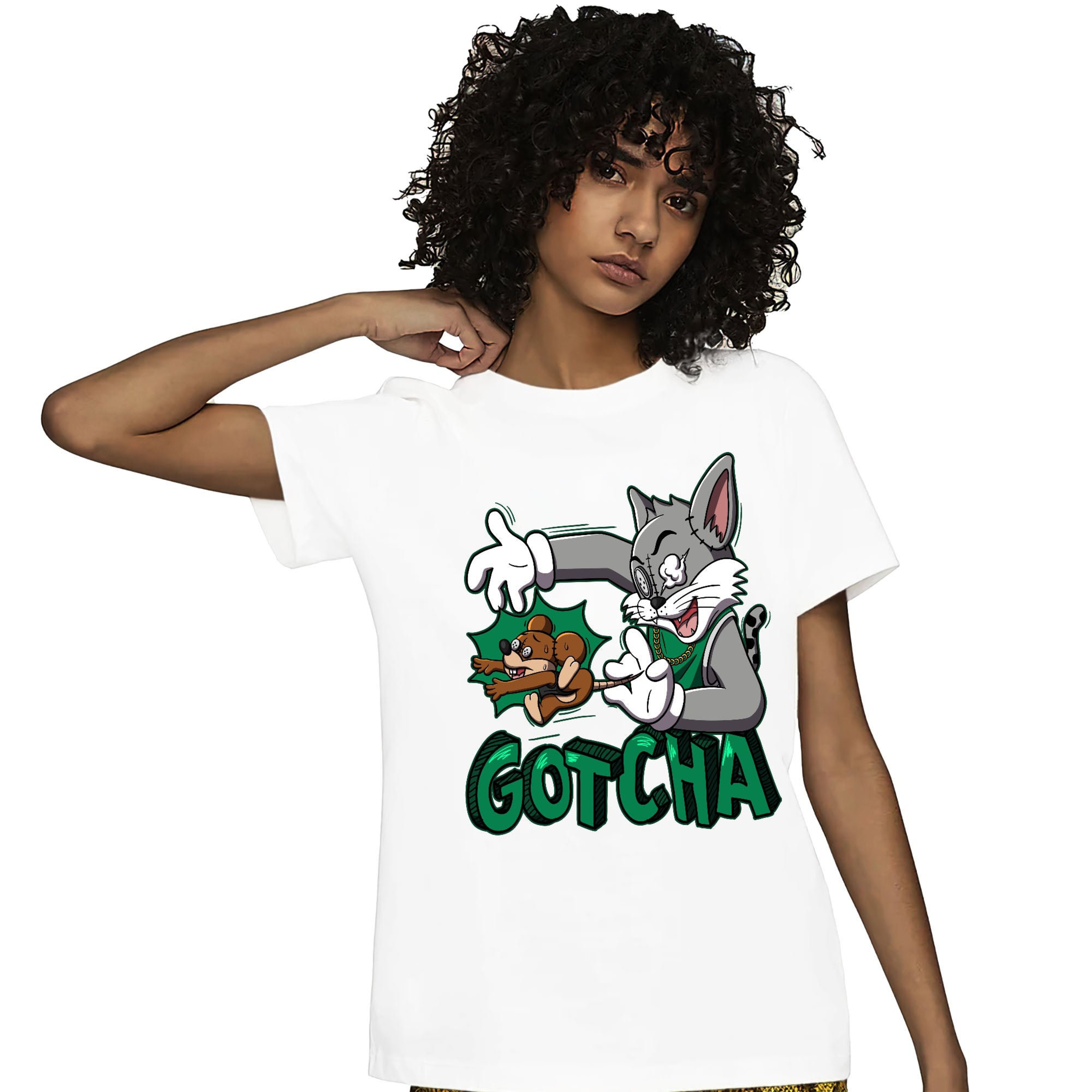 Jordan 1 Celtic Lucky Green Unisex Shirt Gotcha Cat And Mouse, Shirt To Match Sneaker