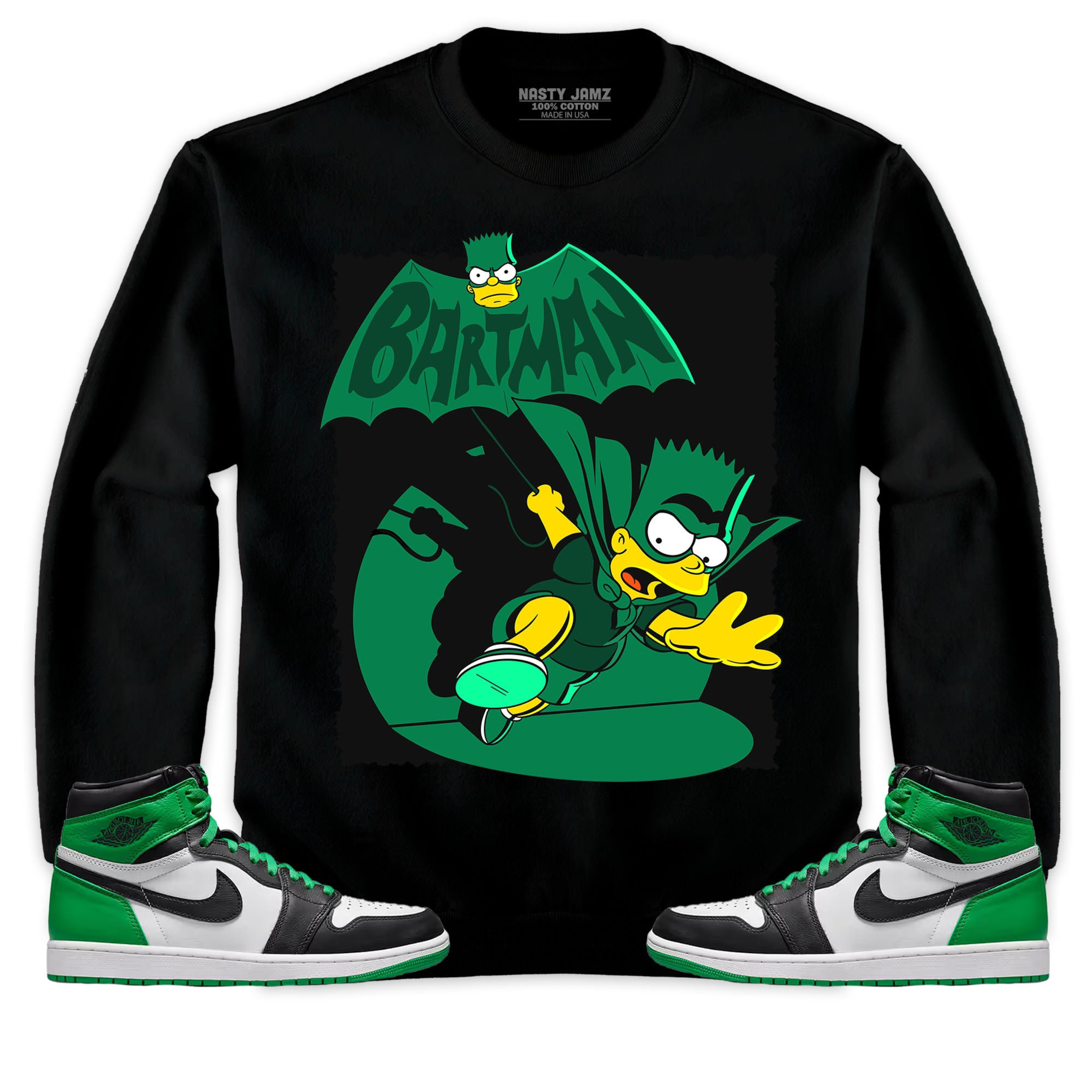 Jordan 1 Celtic Lucky Green Unisex Sweatshirt, Hoodie Shirts Bartman Simpson, Shirt To Match Sneaker