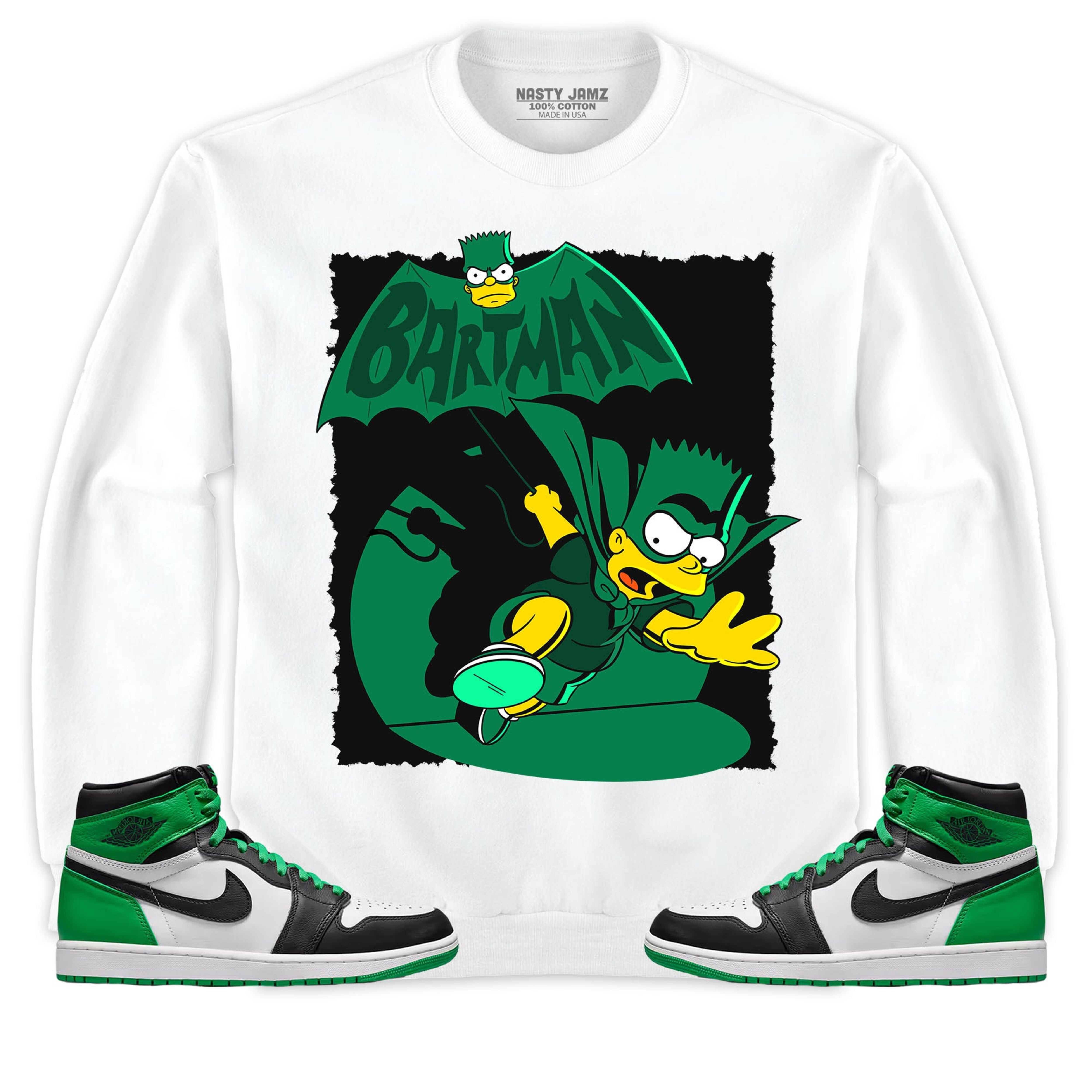 Jordan 1 Celtic Lucky Green Unisex Sweatshirt, Hoodie Shirts Bartman Simpson, Shirt To Match Sneaker