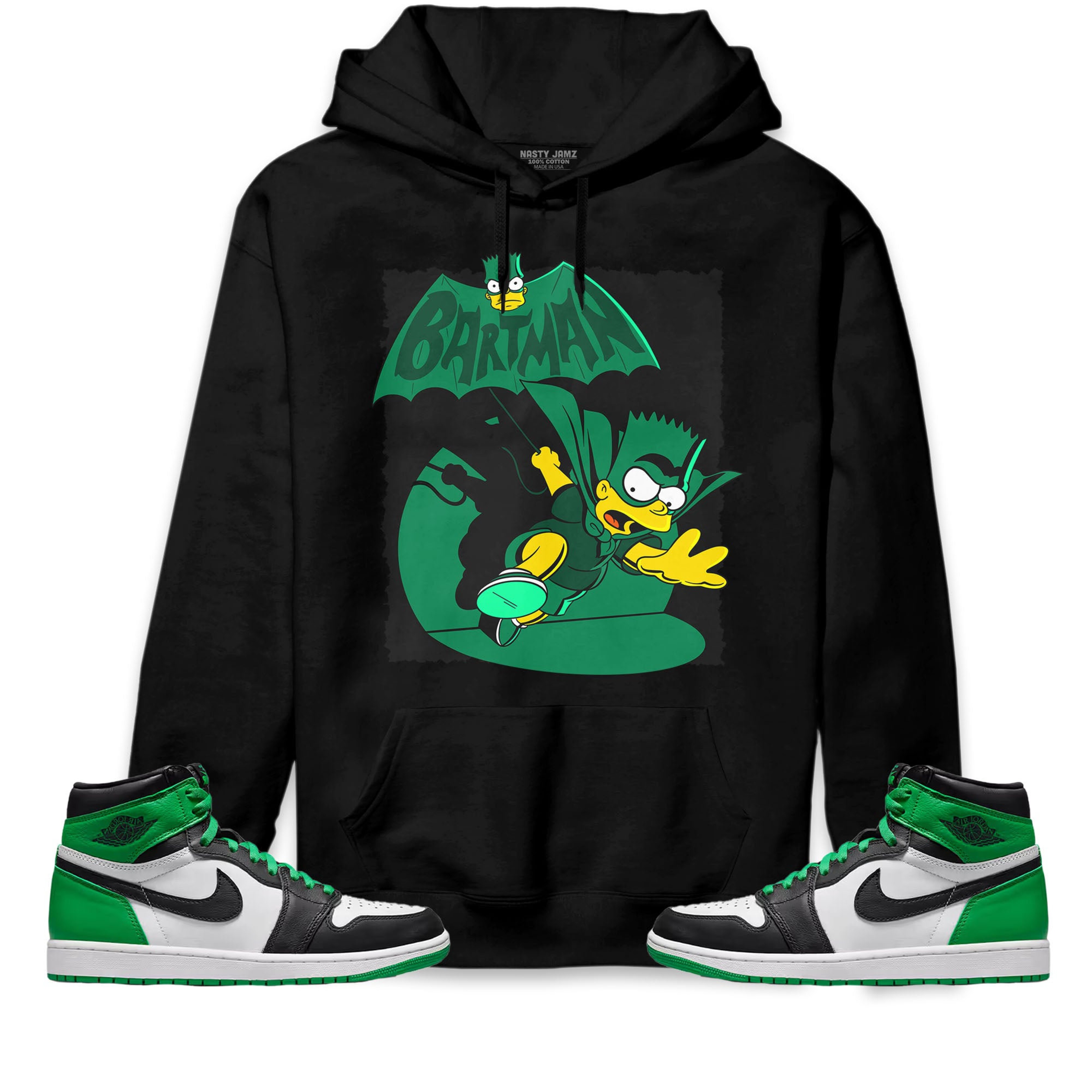 Jordan 1 Celtic Lucky Green Unisex Sweatshirt, Hoodie Shirts Bartman Simpson, Shirt To Match Sneaker